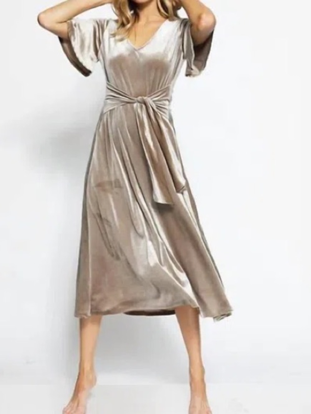 NWT V Neck Velvet Midi Dress size Large